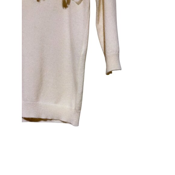 Twinset Wool Cashmere Blend Sweater L Asymmetric Ruffle Fringe Ivory Luxury - Picture 6 of 15